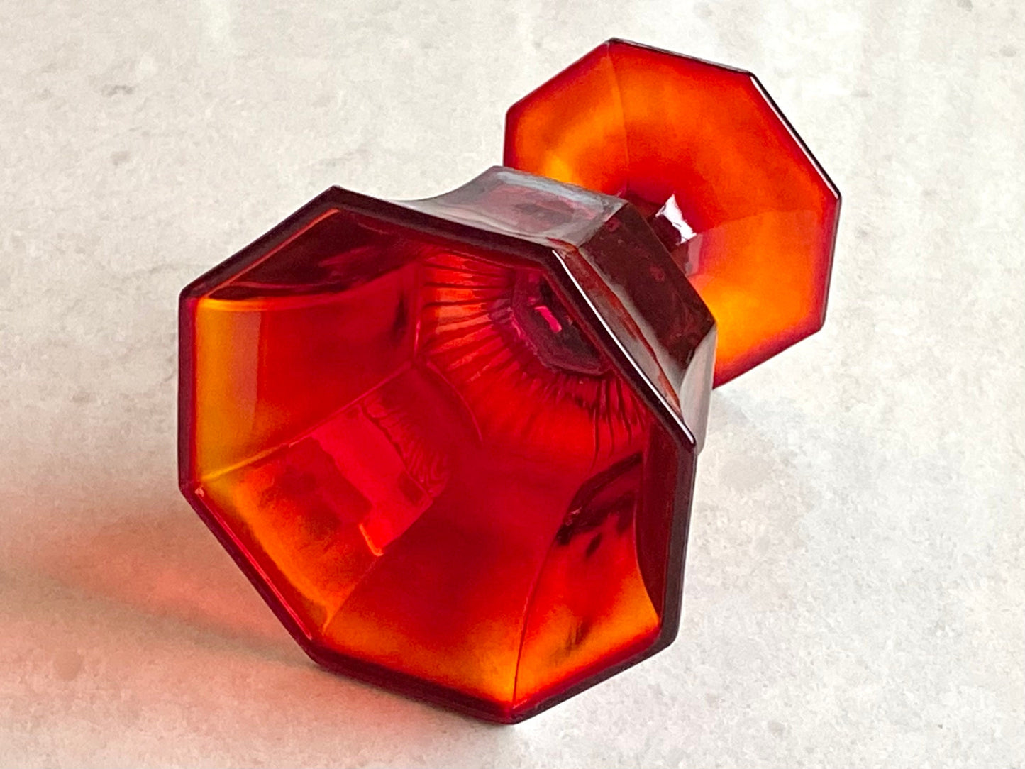 Vintage Independence Glass Amberina Ruby Octagonal Champagne Glasses / Sherbet Dishes - Set of 12