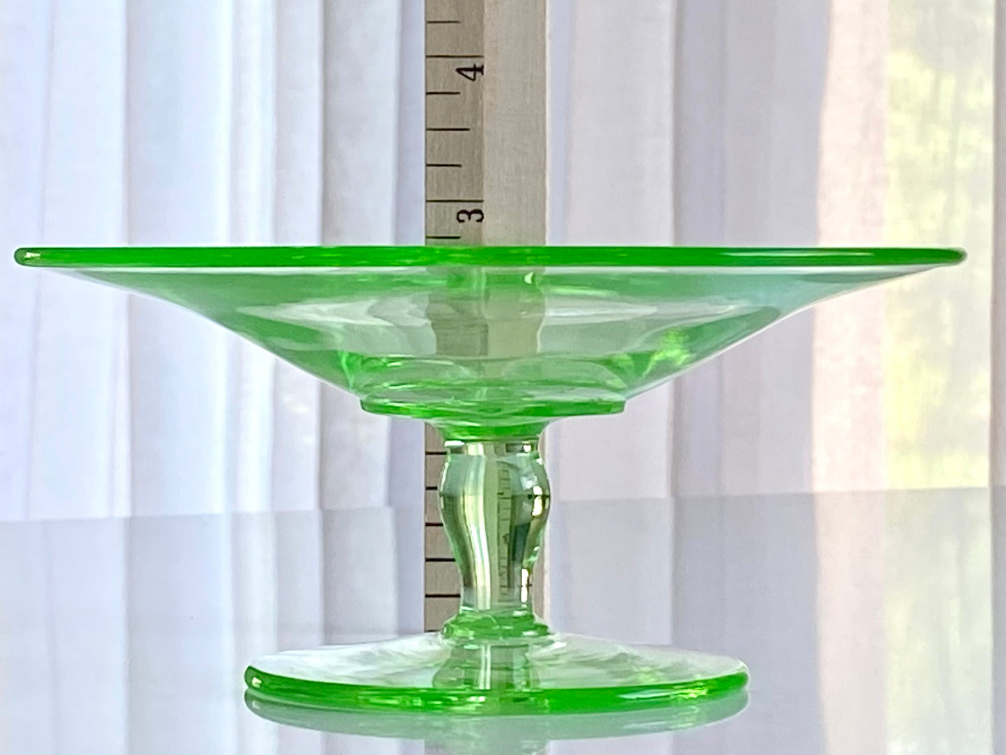 Vintage Pairpoint Uranium Glass Pedestal Compote / Candy Dish