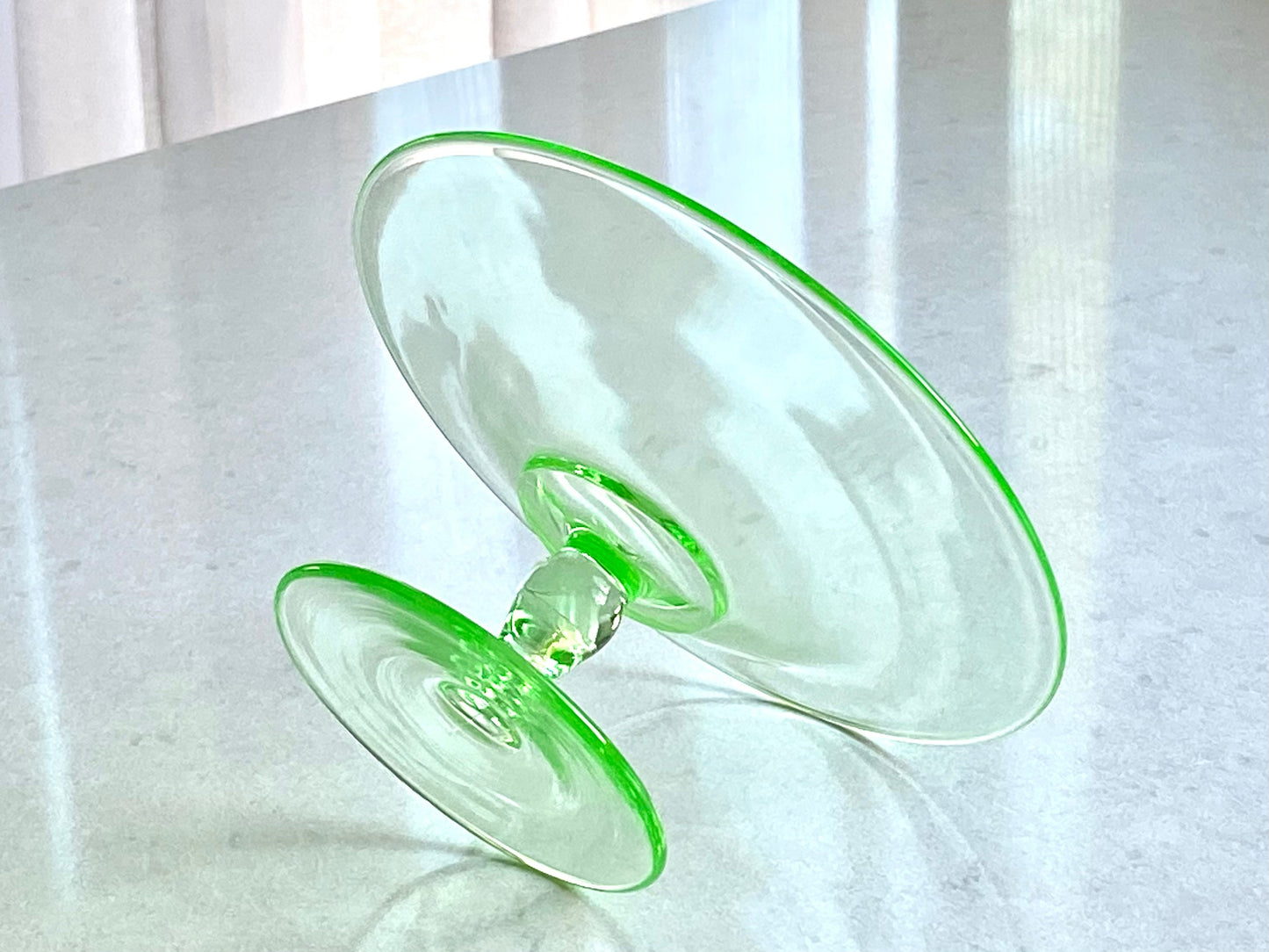 Vintage Pairpoint Uranium Glass Pedestal Compote / Candy Dish