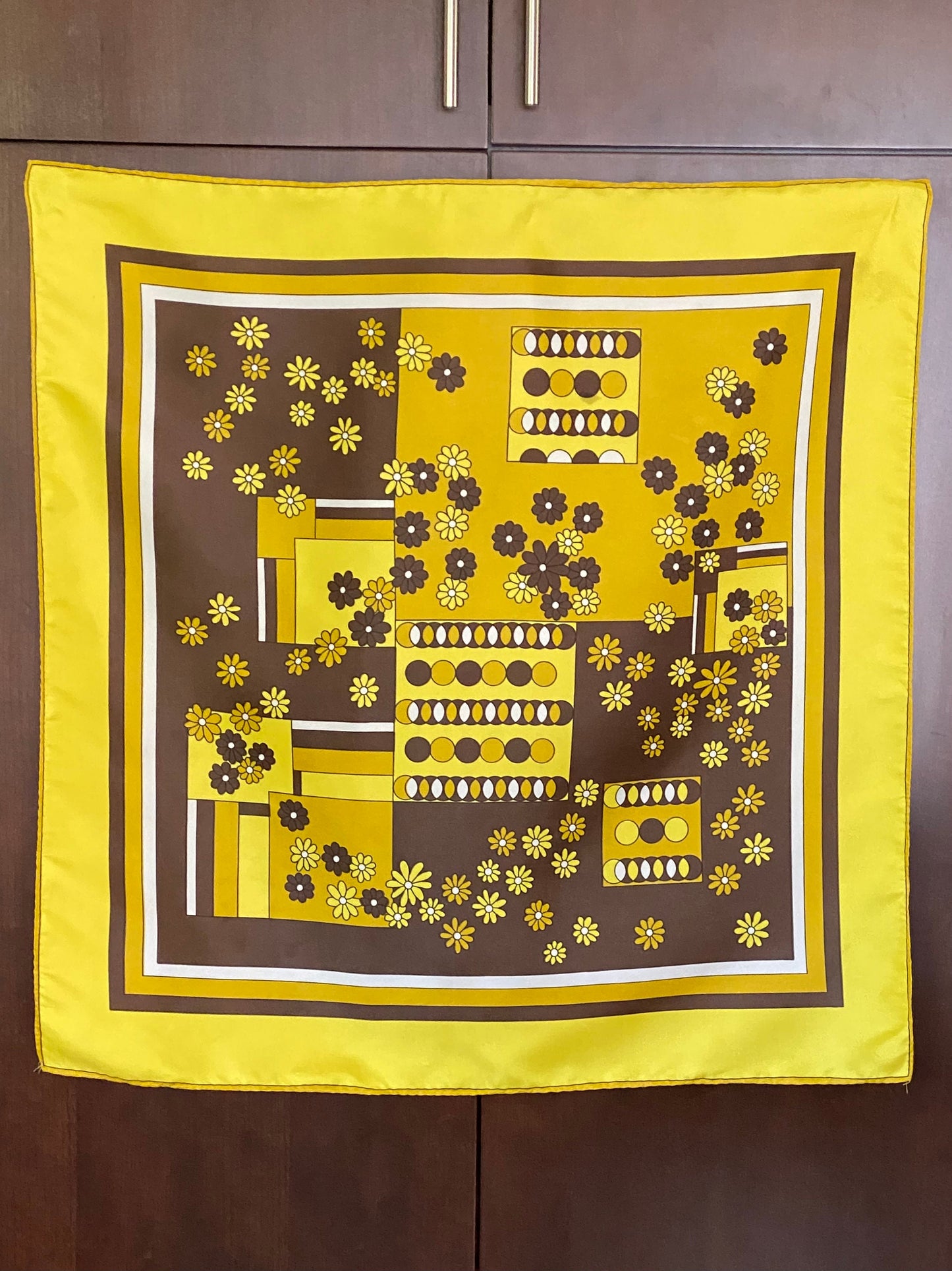Vintage Retro Gold and Brown Scarf