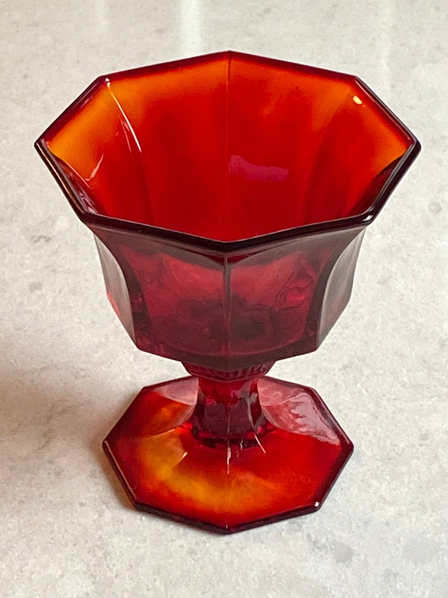 Vintage Independence Glass Amberina Ruby Octagonal Champagne Glasses / Sherbet Dishes - Set of 12