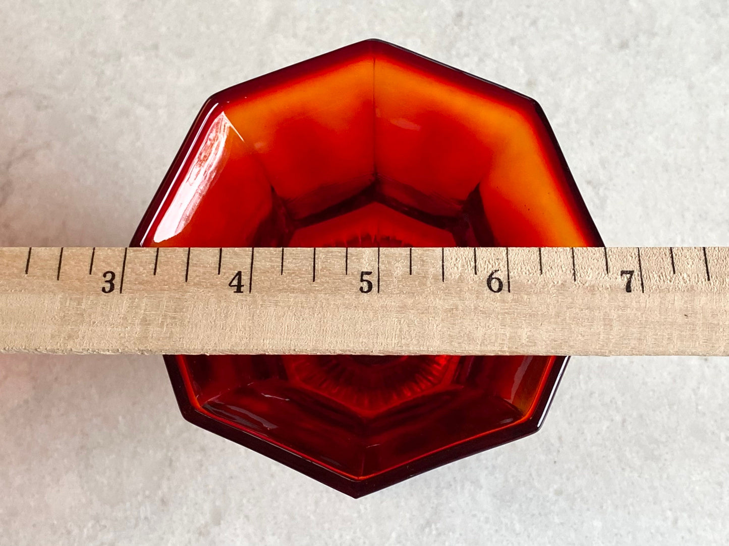Vintage Independence Glass Amberina Ruby Octagonal Champagne Glasses / Sherbet Dishes - Set of 12