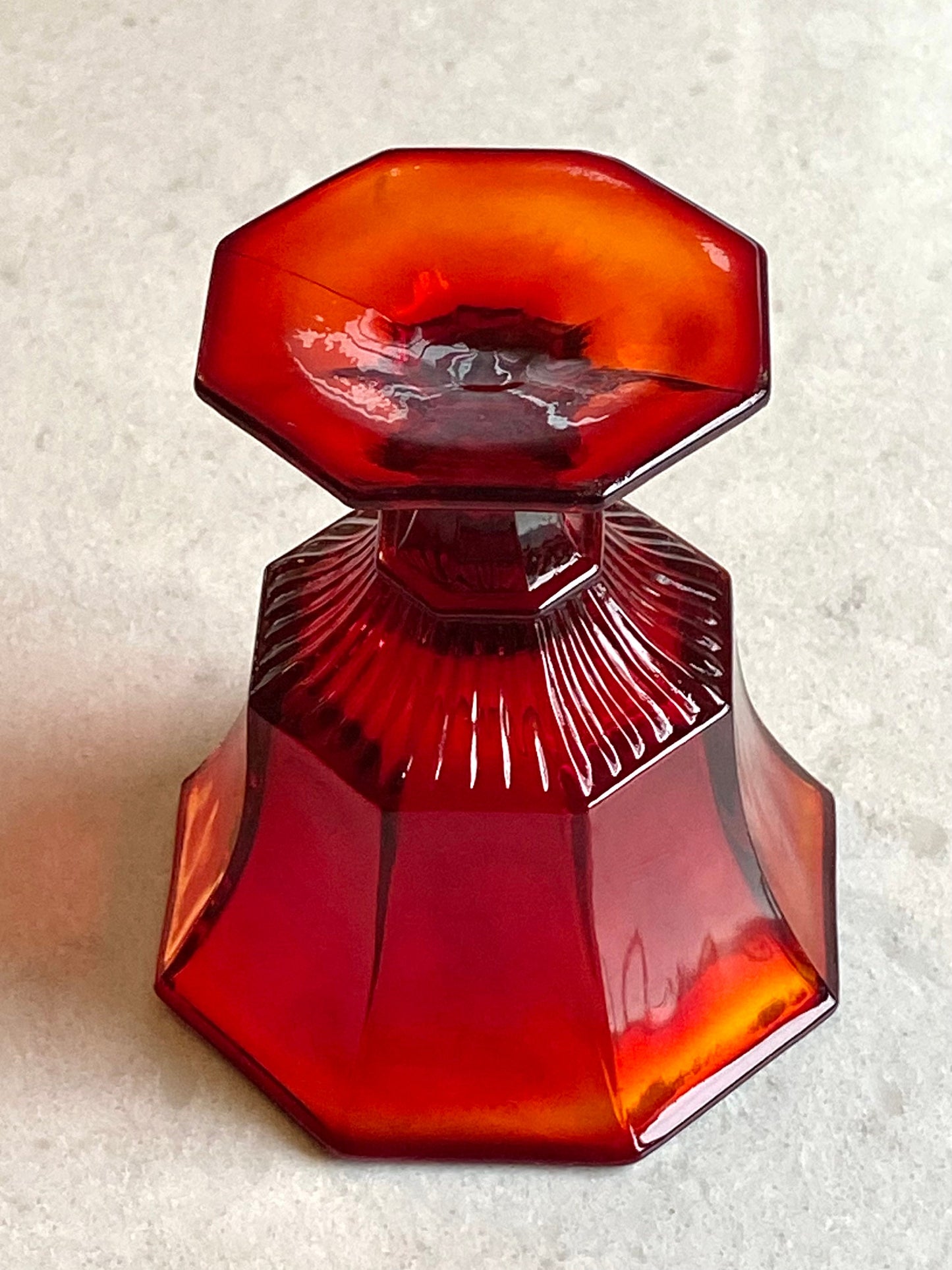 Vintage Independence Glass Amberina Ruby Octagonal Champagne Glasses / Sherbet Dishes - Set of 12