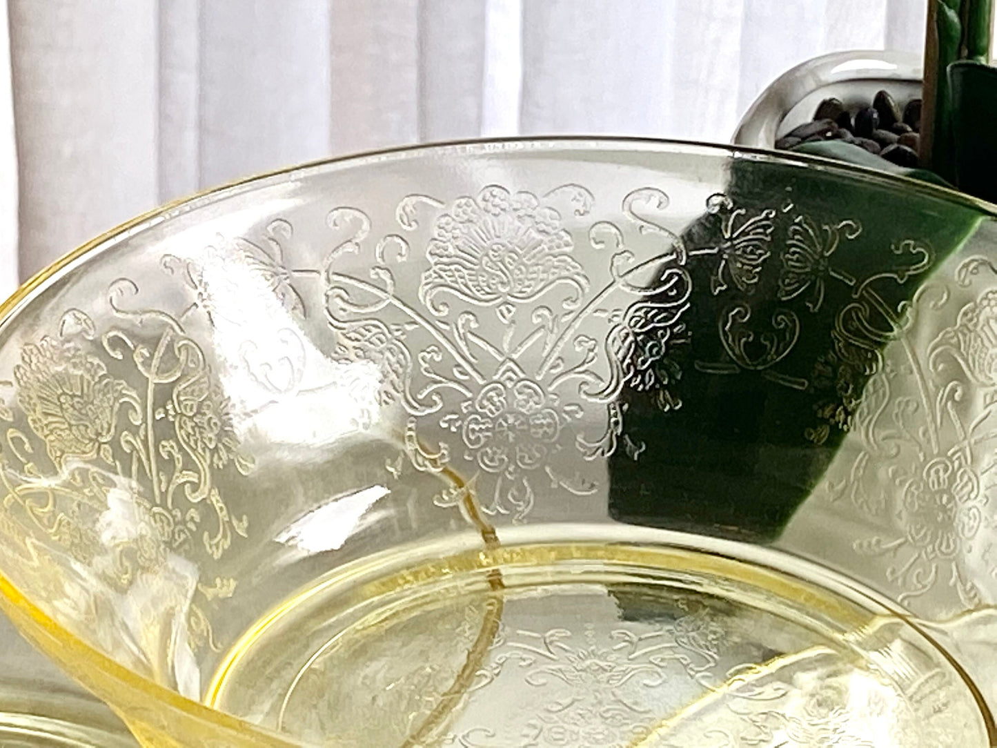 Vintage Hazel Atlas Florentine 2 Yellow Poppy 8 inch Bowls (circa 1932 - 1935) - One (1) Remaining