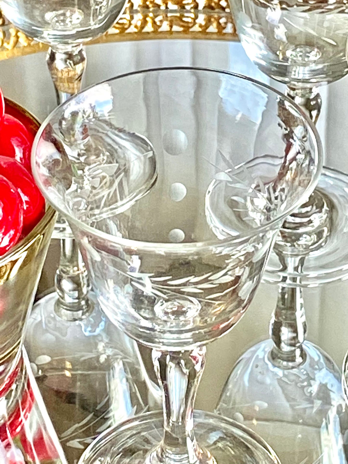 Vintage Pioneer Willow Moon Vintage Etched Glasses - Set of 4