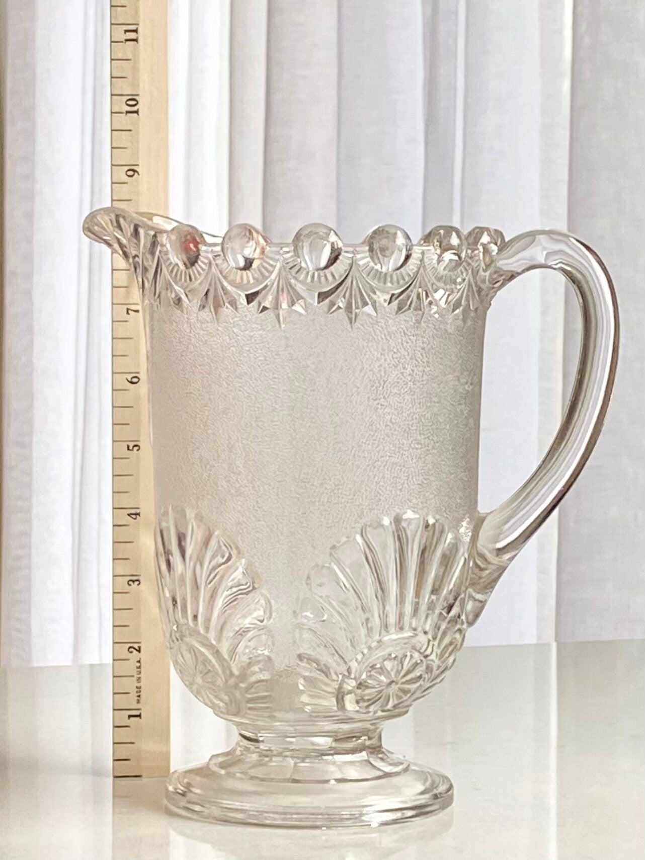 Vintage Westmoreland Shell and Jewel Stippled Pitcher