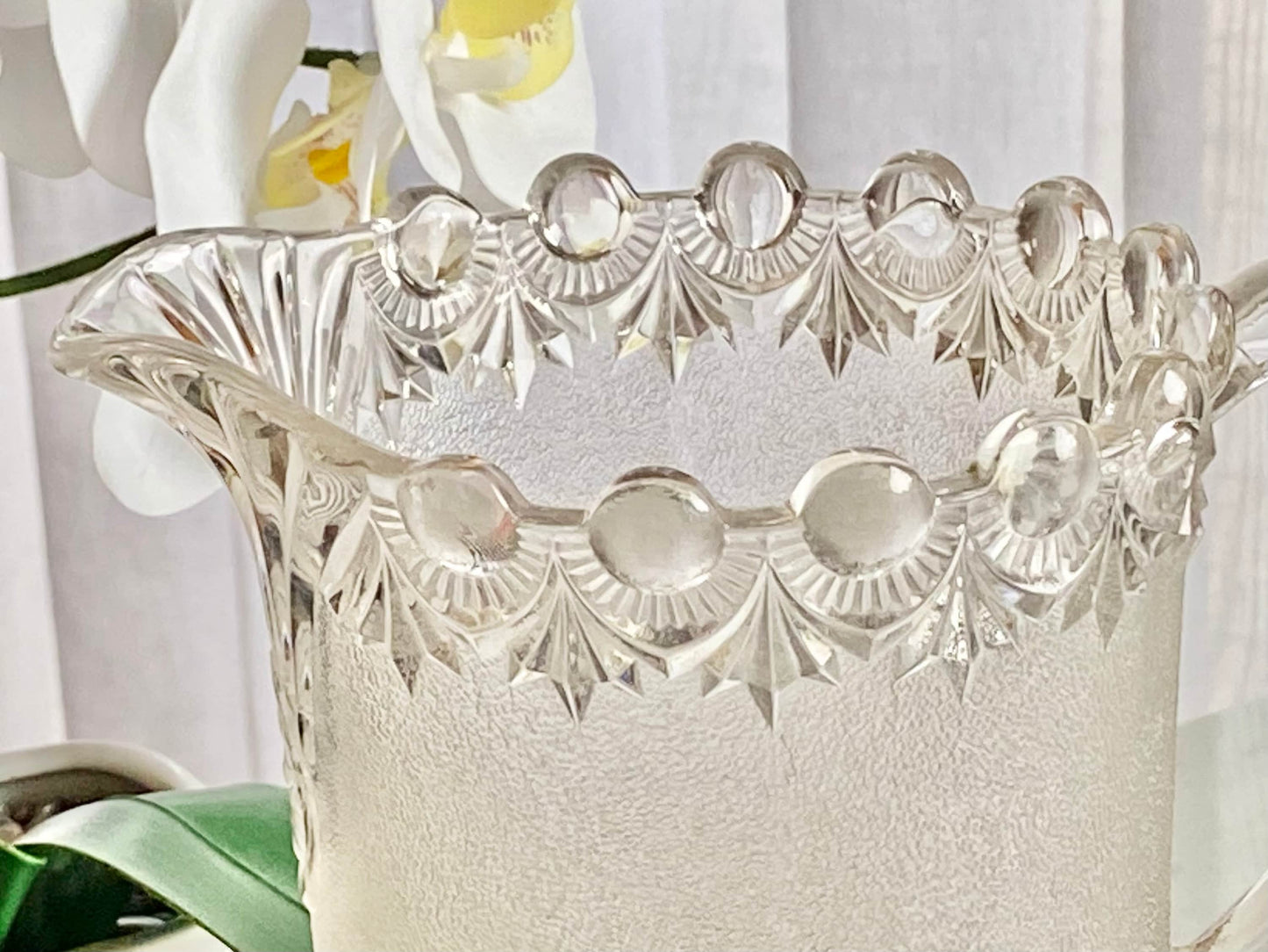 Vintage Westmoreland Shell and Jewel Stippled Pitcher