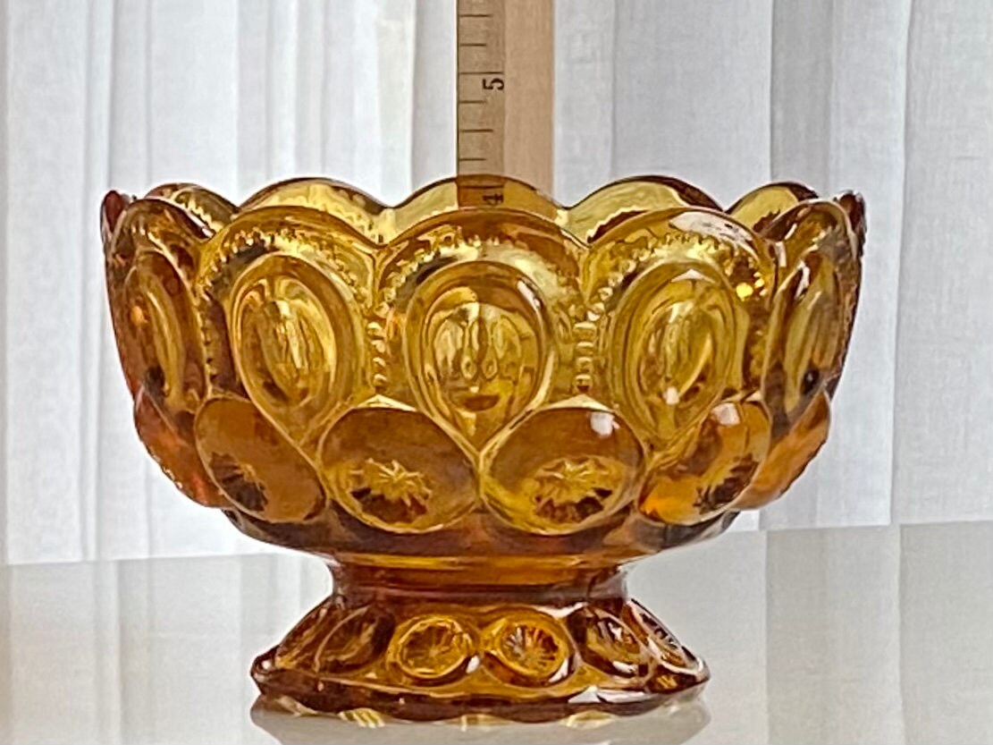 Vintage L.E. Smith Amber Heritage Moon and Stars Bowls - 2 Available