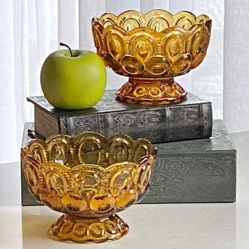 Vintage L.E. Smith Amber Heritage Moon and Stars Bowls - 2 Available