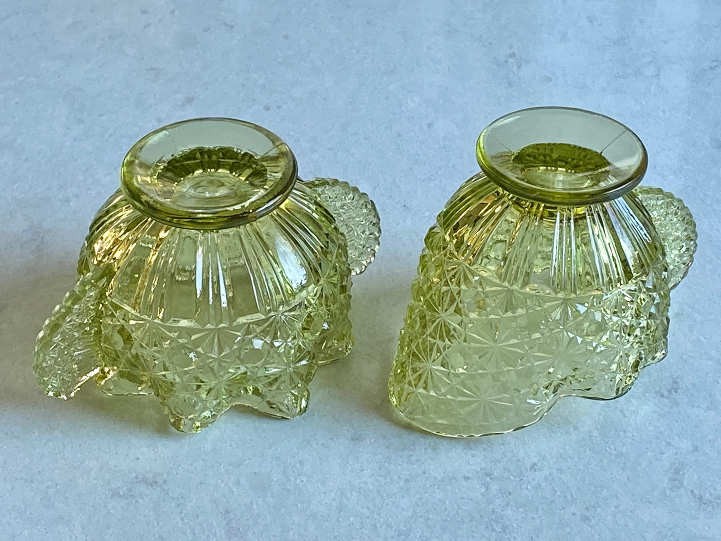 Vintage Fenton Colonial Green Daisy and Button Pattern Sugar and Creamer Set