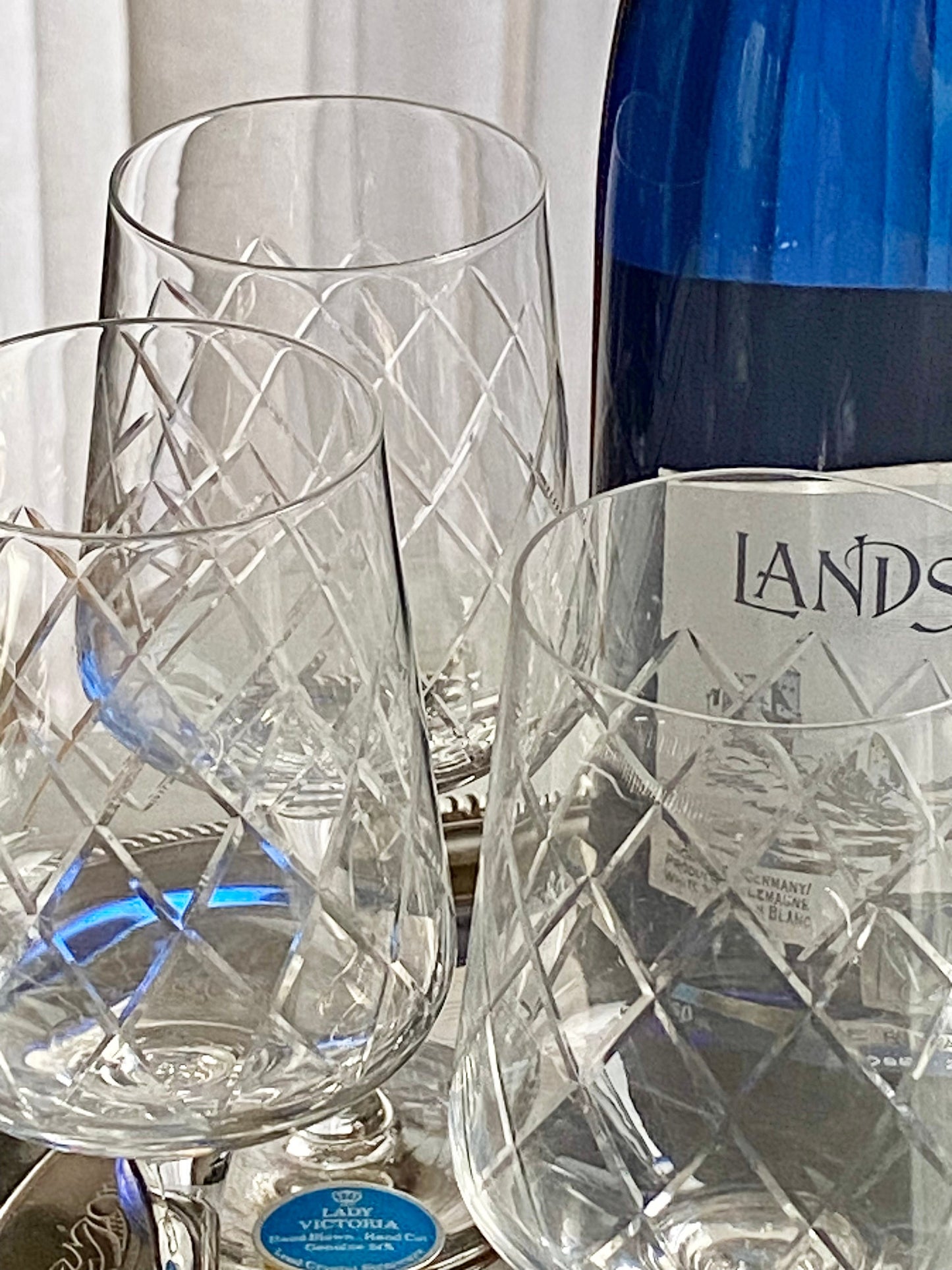 Vintage Easterling Lady Victoria Crystal Glasses - Set of 4 (Set #1222B)