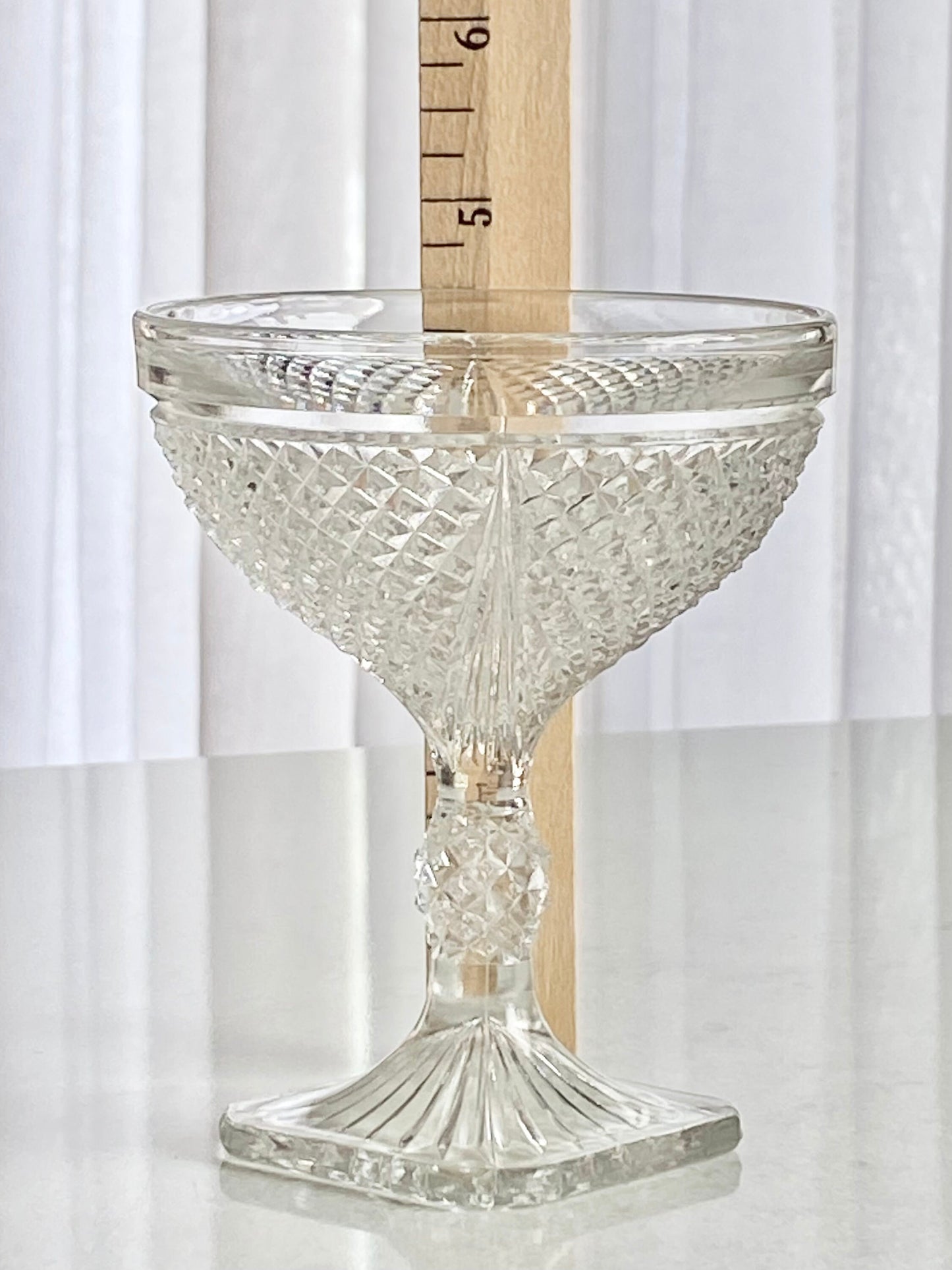 Vintage Diamond Point Hobnail Champagne Coupes - Set of 5