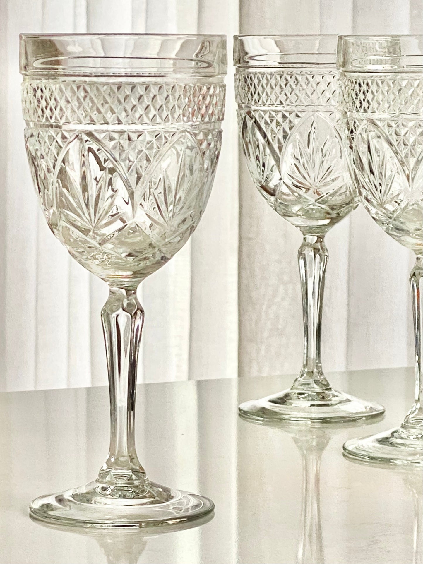 Vintage Cristal D'Arques-Durand Luminarc Antique Pattern Glasses - 24 available
