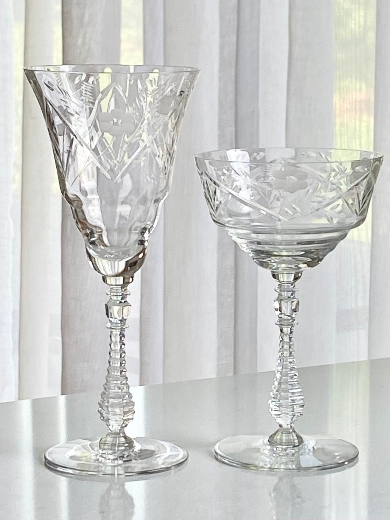 Vintage Rock Sharpe Etched Glasses - Set of 4 (Set #423S)