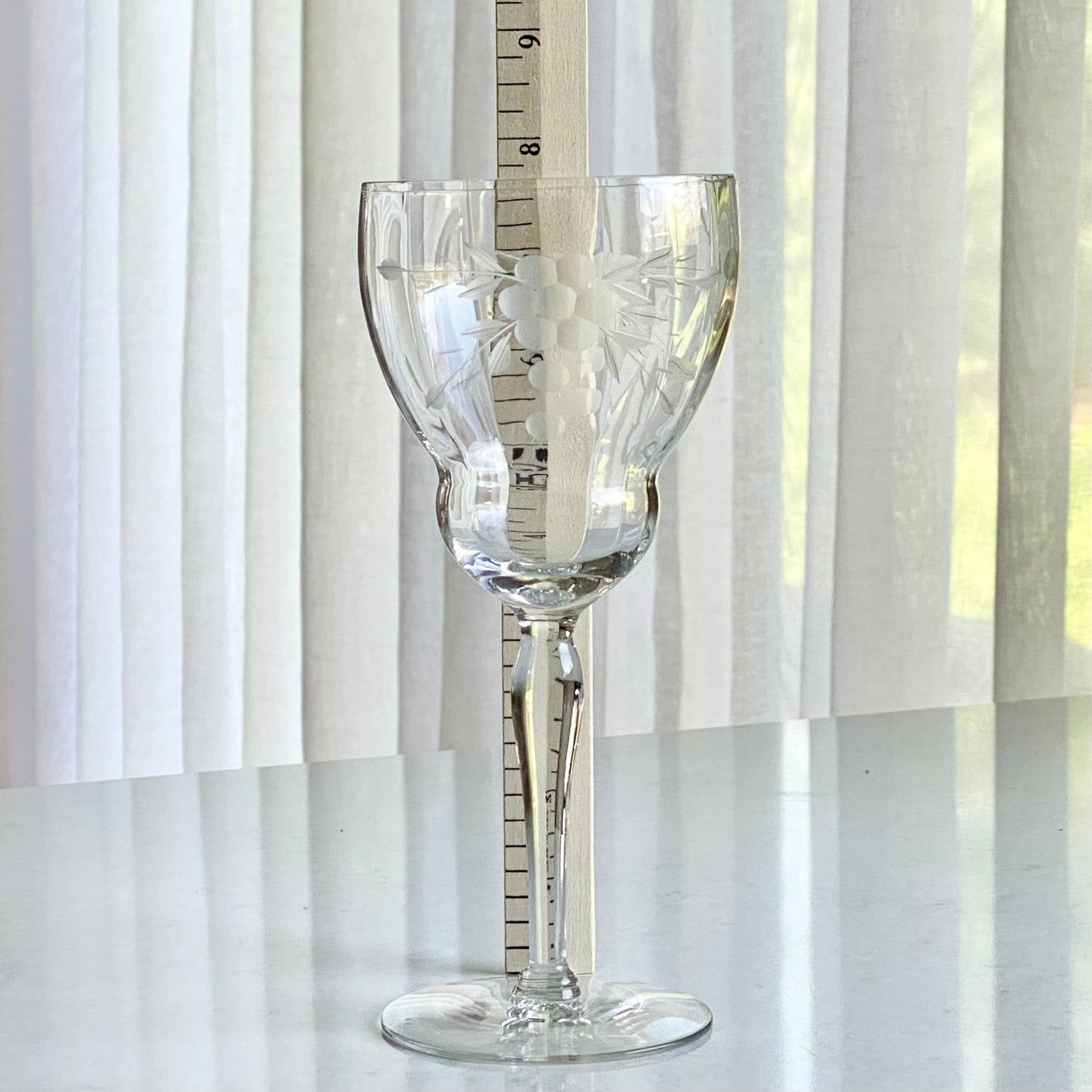 Vintage Weston Glass Etched Optic Panel Goblets - Set of 12