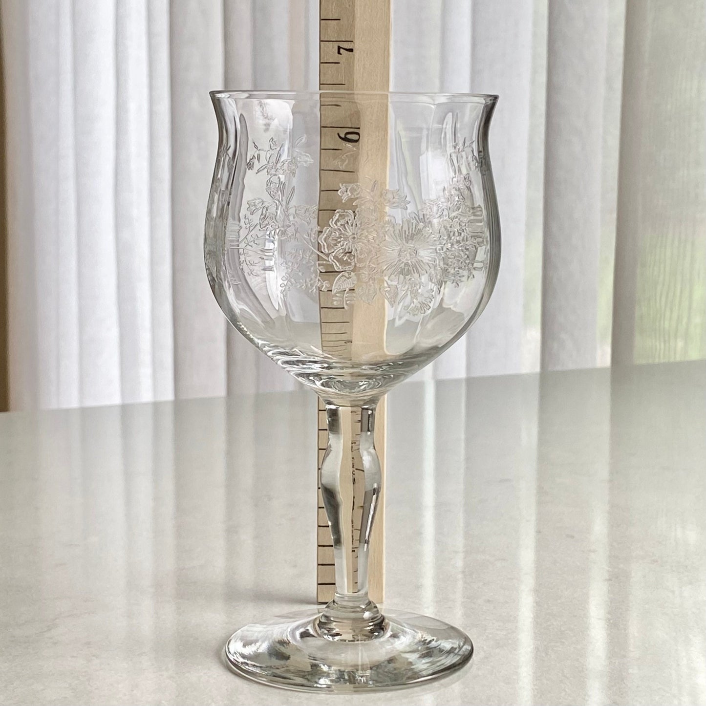 Vintage Etched Optic Panel Glasses - Set of 6 (Set #623K)