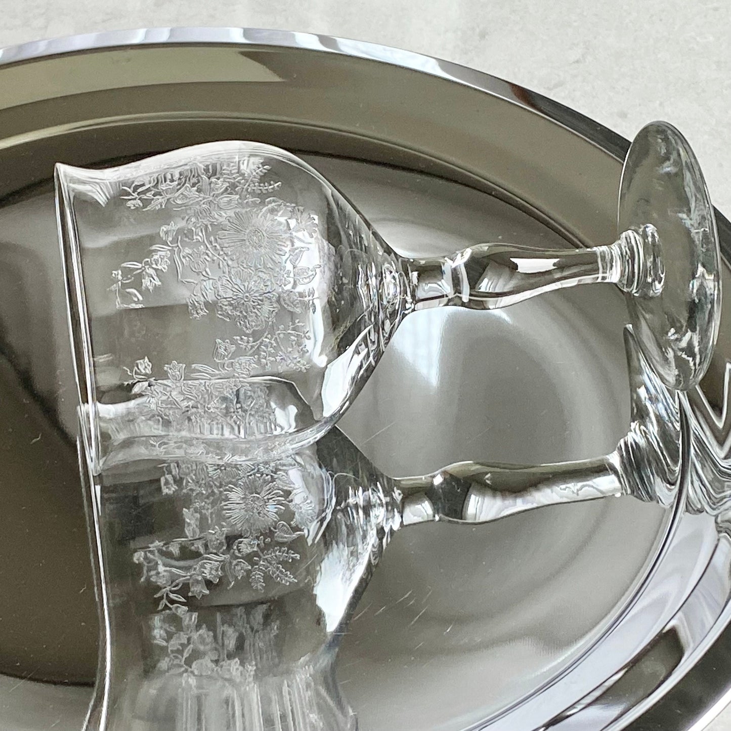 Vintage Etched Optic Panel Glasses - Set of 6 (Set #623K)