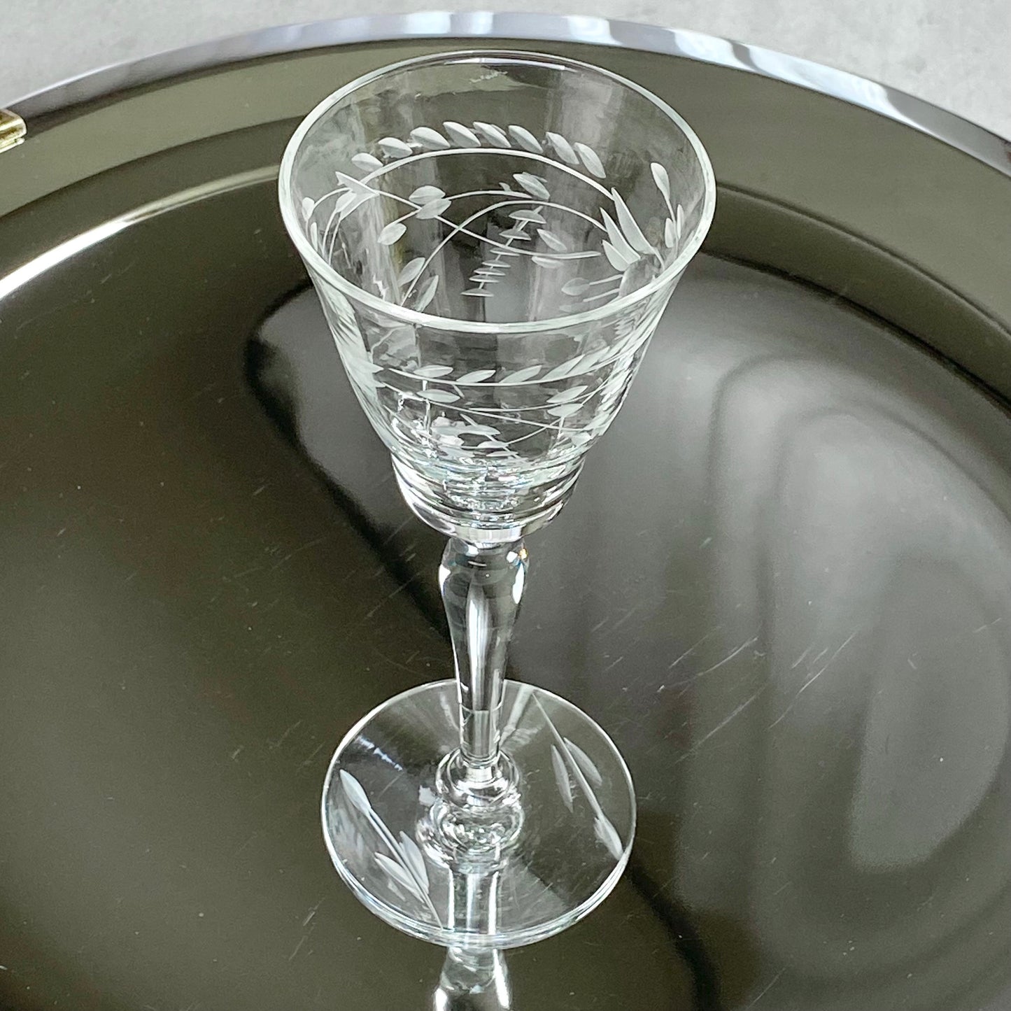 Vintage Etched Optic Panel Glasses - Set of 8 (Set #852D)