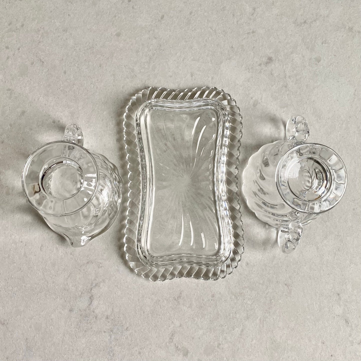 Vintage Fostoria Colony Sugar and Creamer Set with Tray (circa 1940 - 1973)