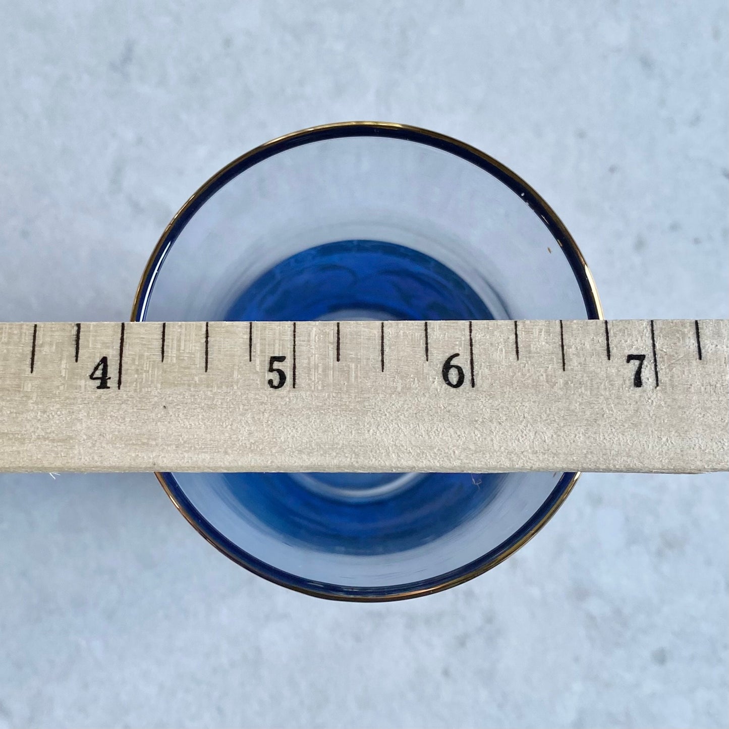 Vintage Cobalt Blue and Gold MCM Highball Glasses - Set of 7