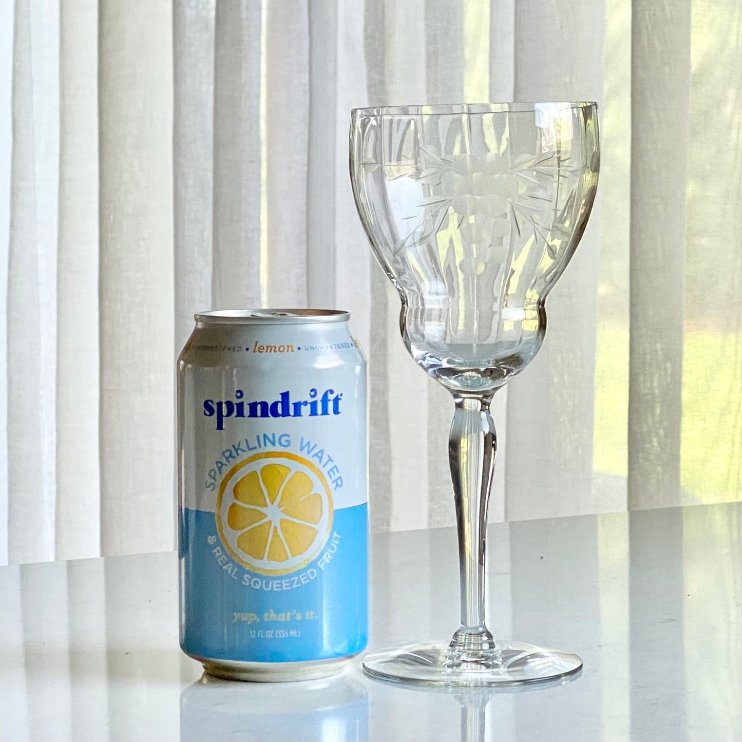 Vintage Weston Glass Etched Optic Panel Goblets - Set of 12