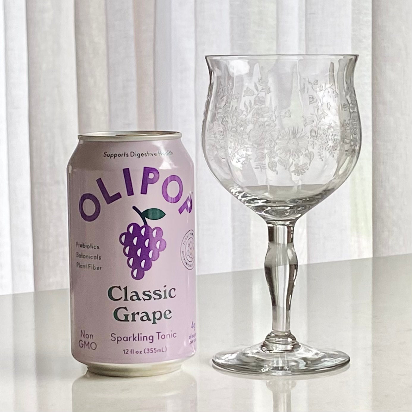 Vintage Etched Optic Panel Glasses - Set of 6 (Set #623K)