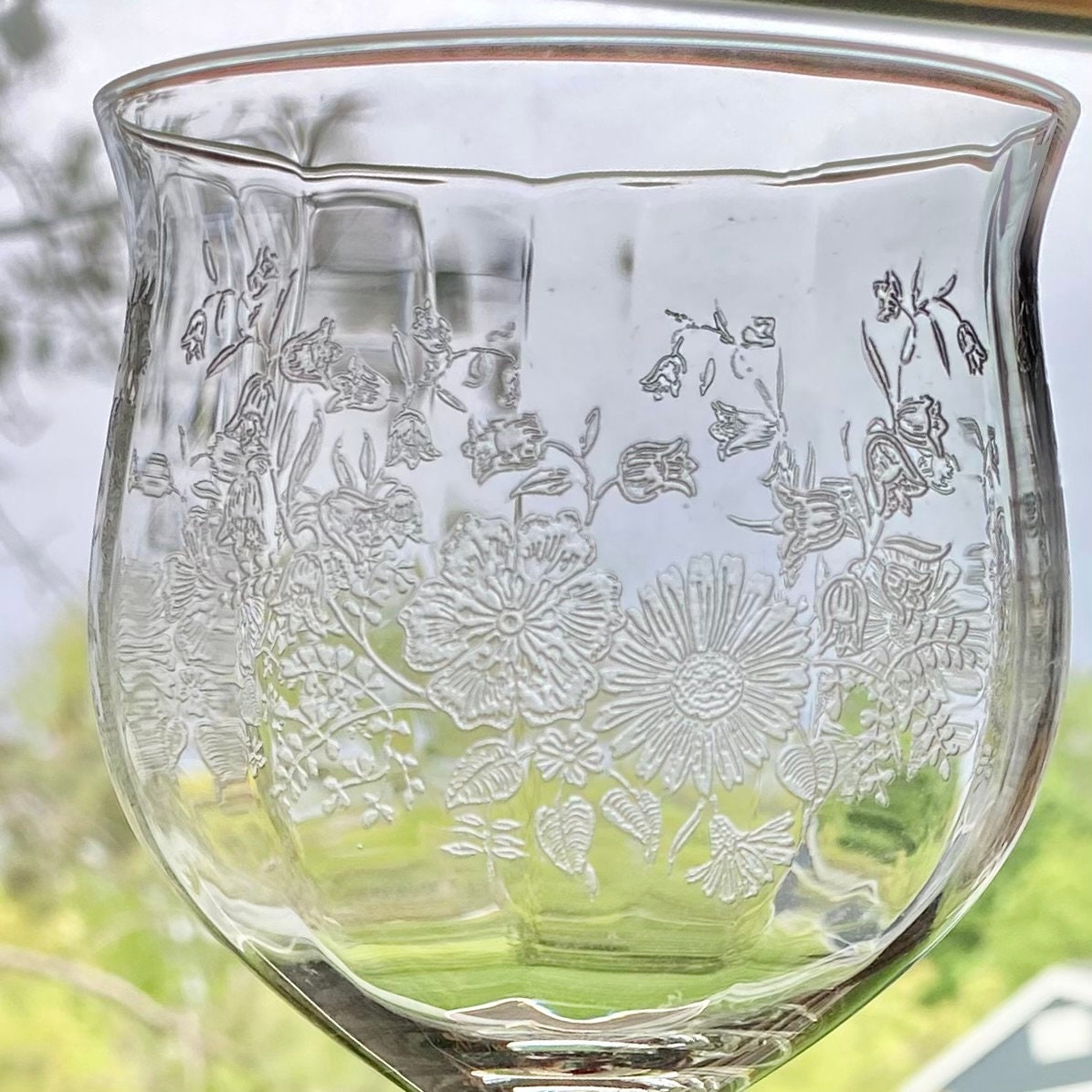 Vintage Etched Optic Panel Glasses - Set of 6 (Set #623K)