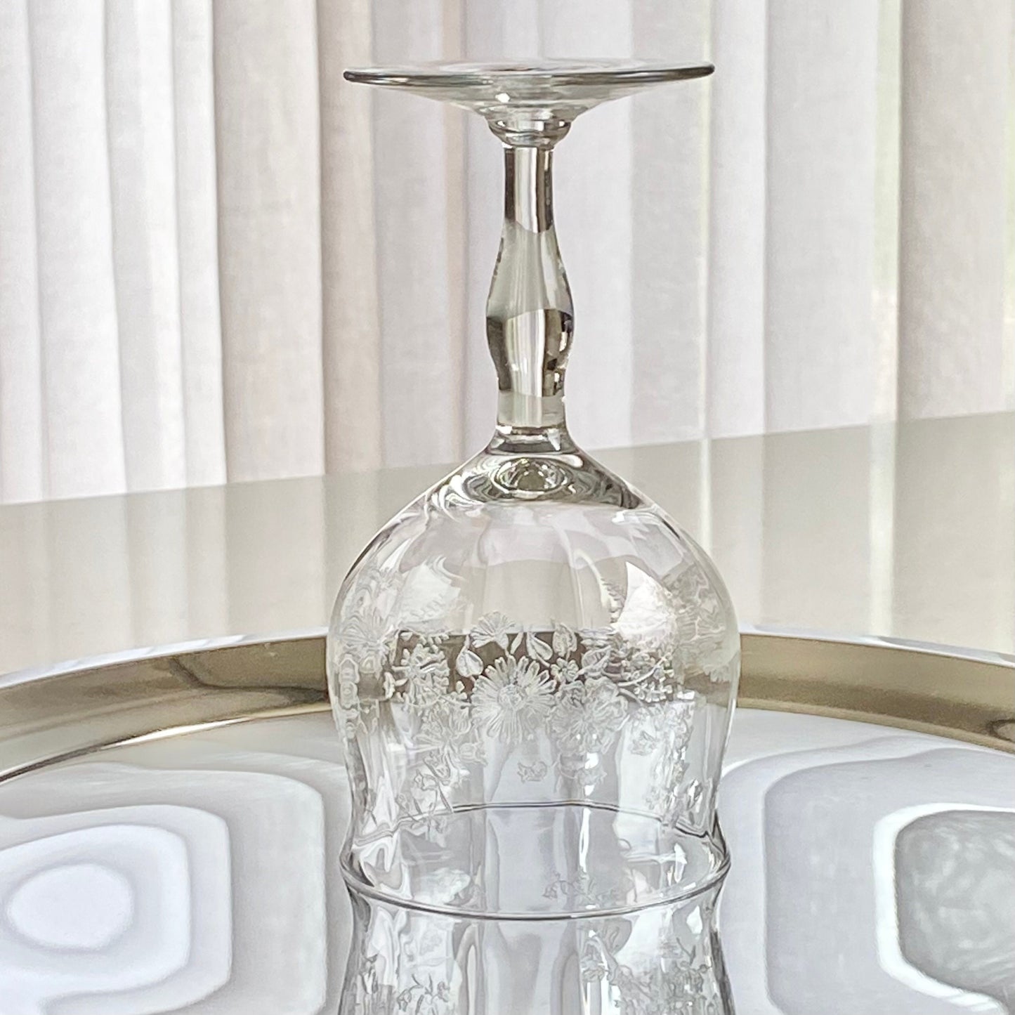 Vintage Etched Optic Panel Glasses - Set of 6 (Set #623K)