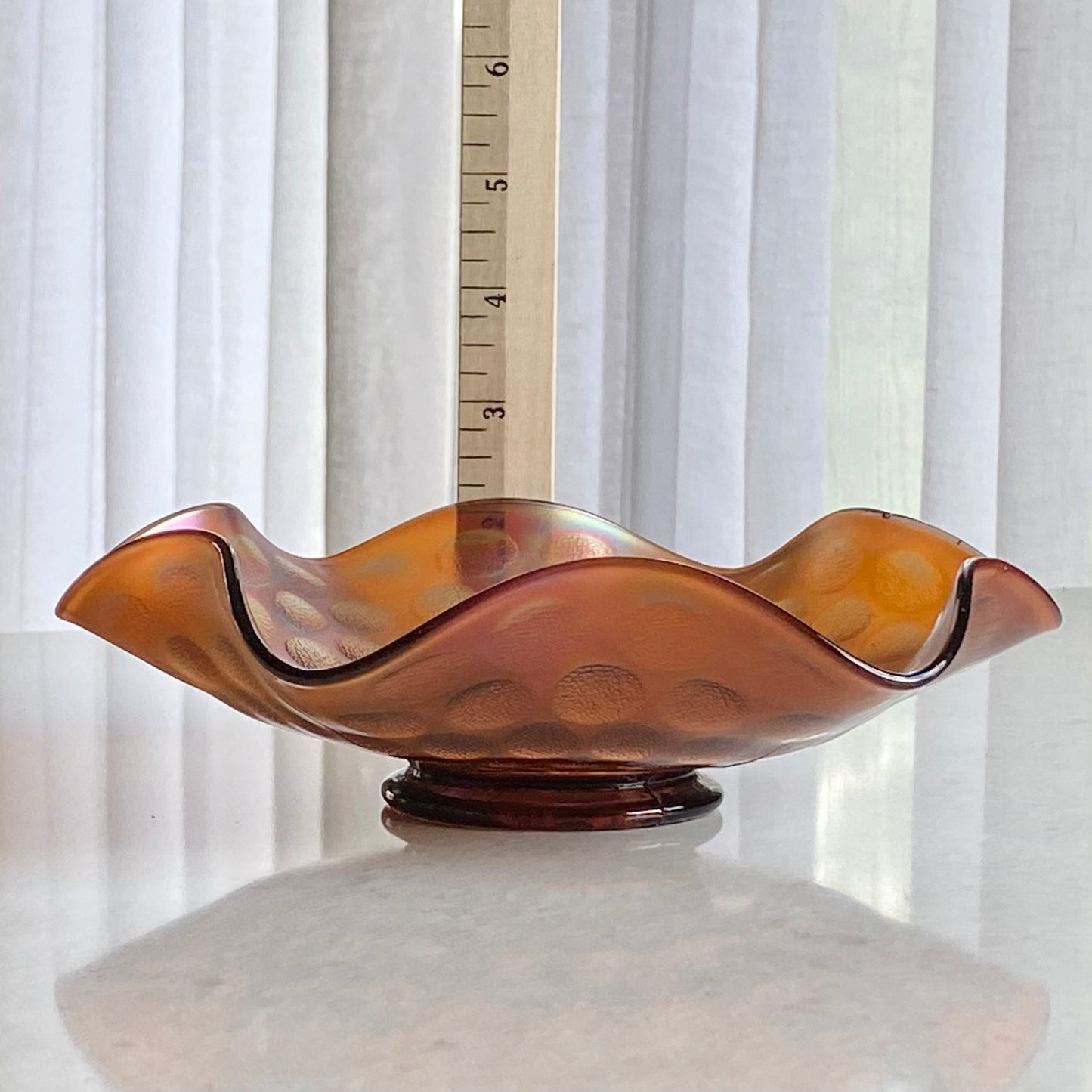 Vintage Fenton Matte Finish Amethyst Carnival Glass Coin Dot Bowl