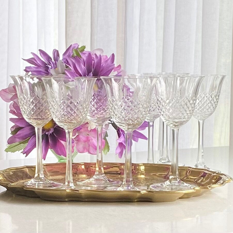 Vintage Criss Cut Glasses - Set of 8