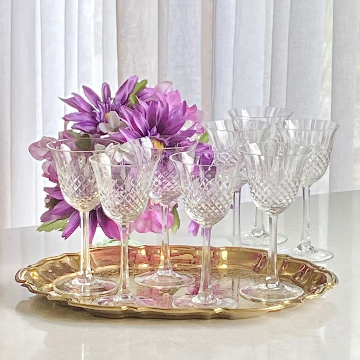 Vintage Criss Cut Glasses - Set of 8