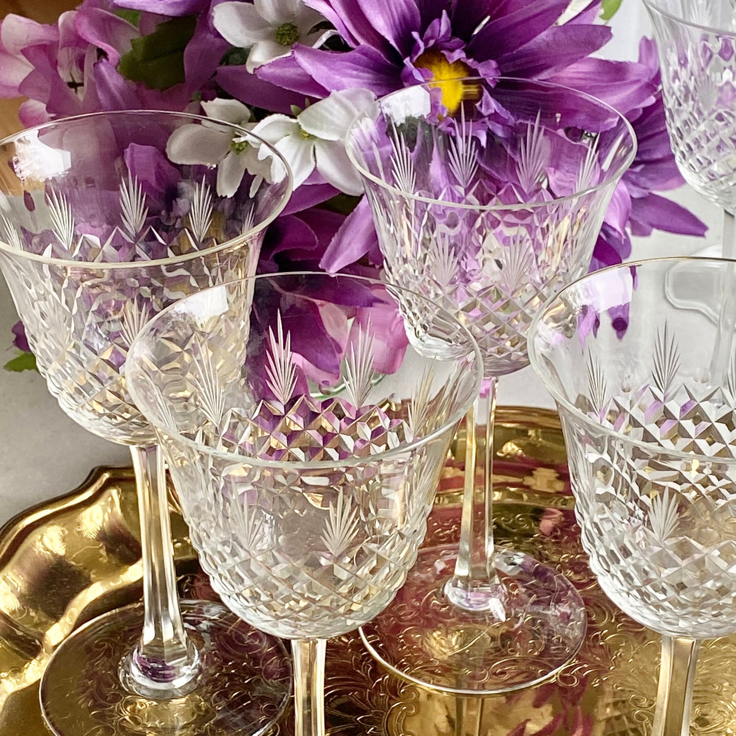 Vintage Criss Cut Glasses - Set of 8