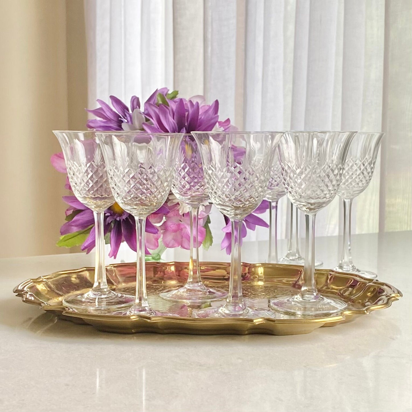Vintage Criss Cut Glasses - Set of 8