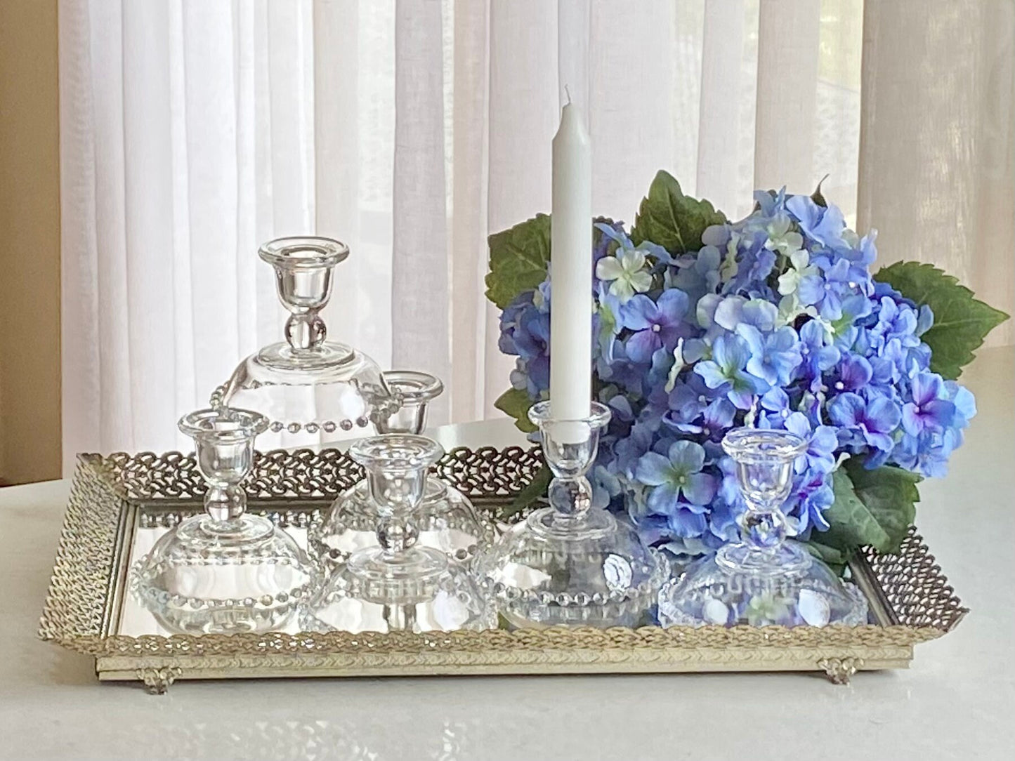 Vintage Imperial Glass Candlewick Beaded Edge Candle Holders (circa 1936 - 1984) - Set of 2