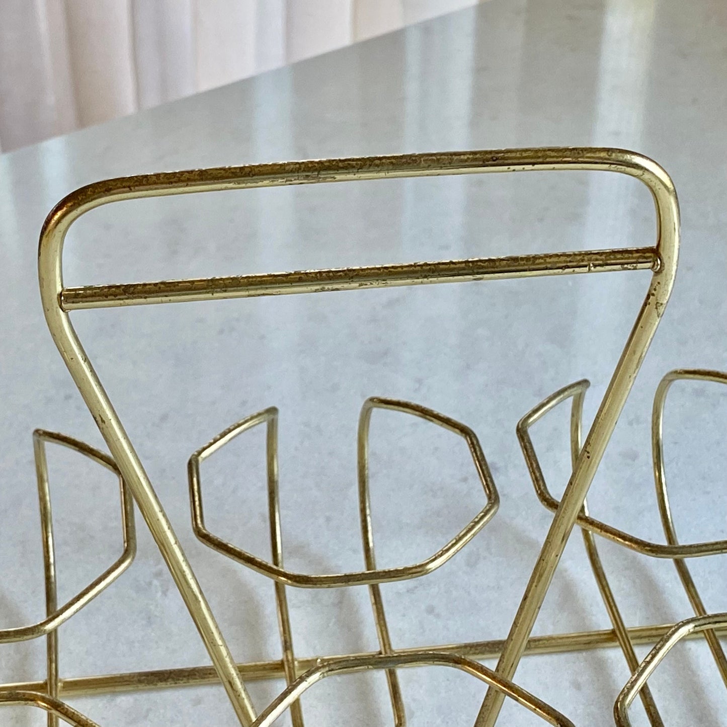 Vintage Golden Wheat Set of 6 Frosted Glasses with Carrier Caddy