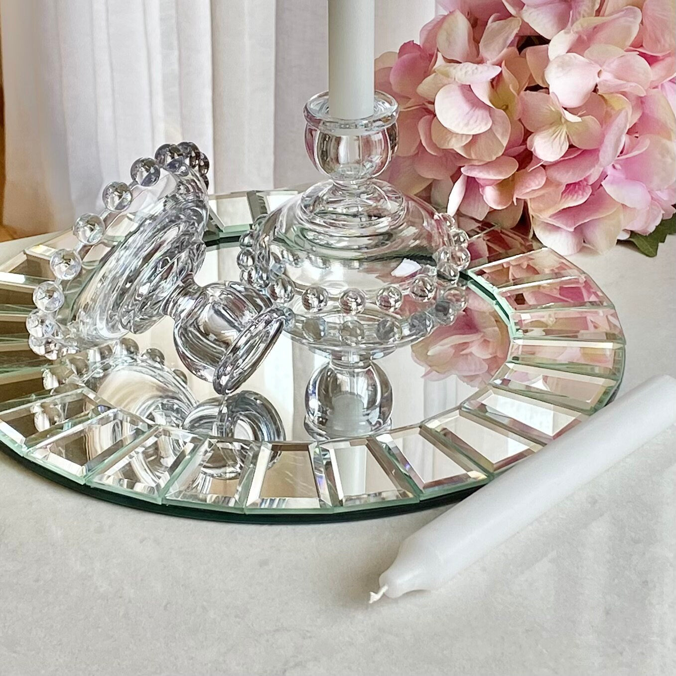 Vintage Imperial Glass Candlewick Beaded Edge Candle Holders (circa 1936 - 1984) - Set of 2