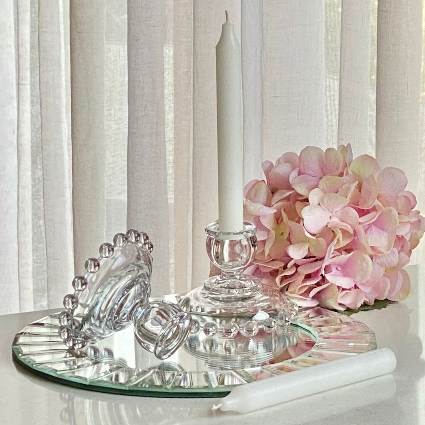 Vintage Imperial Glass Candlewick Beaded Edge Candle Holders (circa 1936 - 1984) - Set of 2