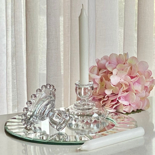 Vintage Imperial Glass Candlewick Beaded Edge Candle Holders (circa 1936 - 1984) - Set of 2