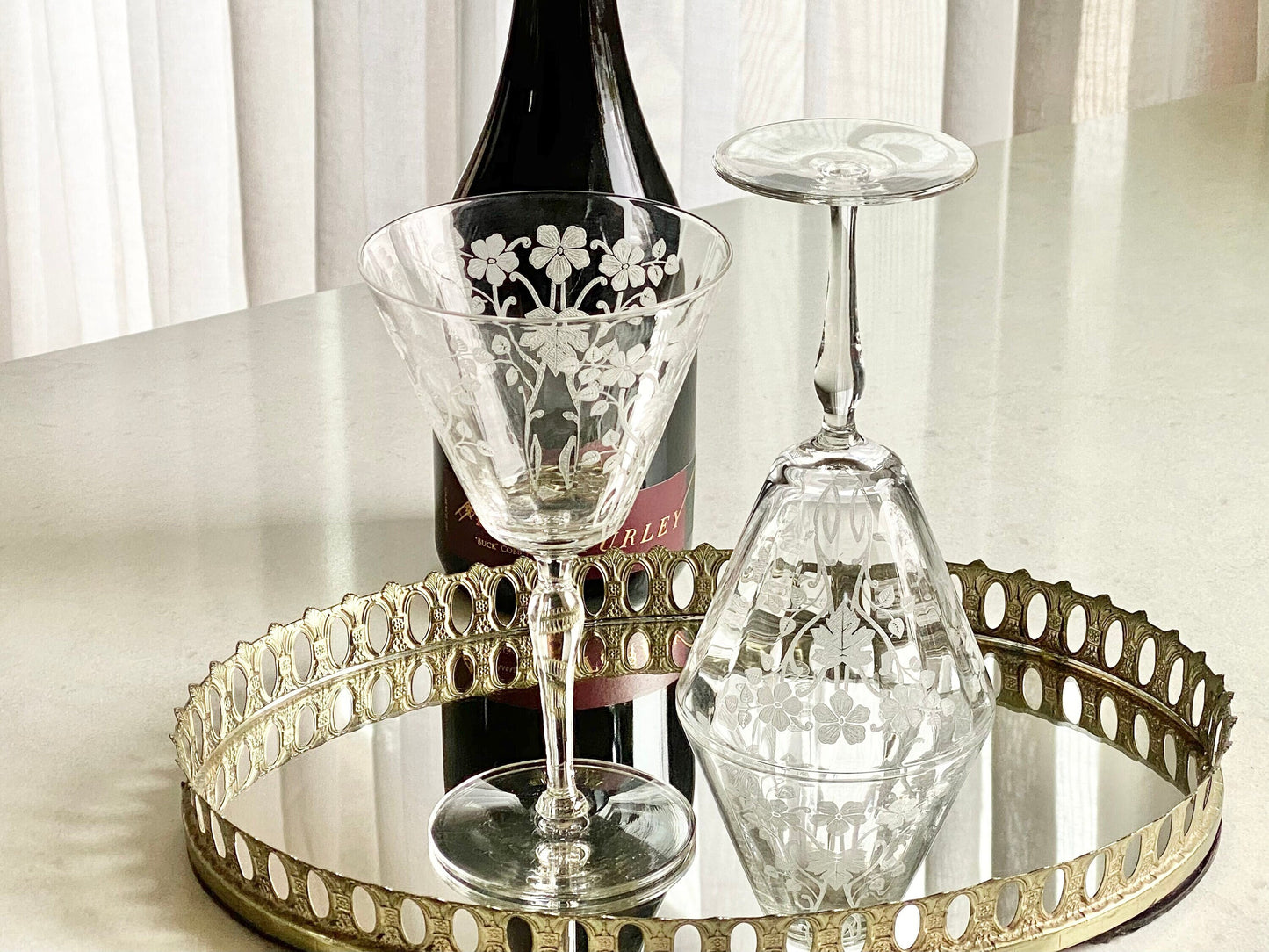 Vintage Morgantown Baden Vintage Etched Glasses - Set of 8