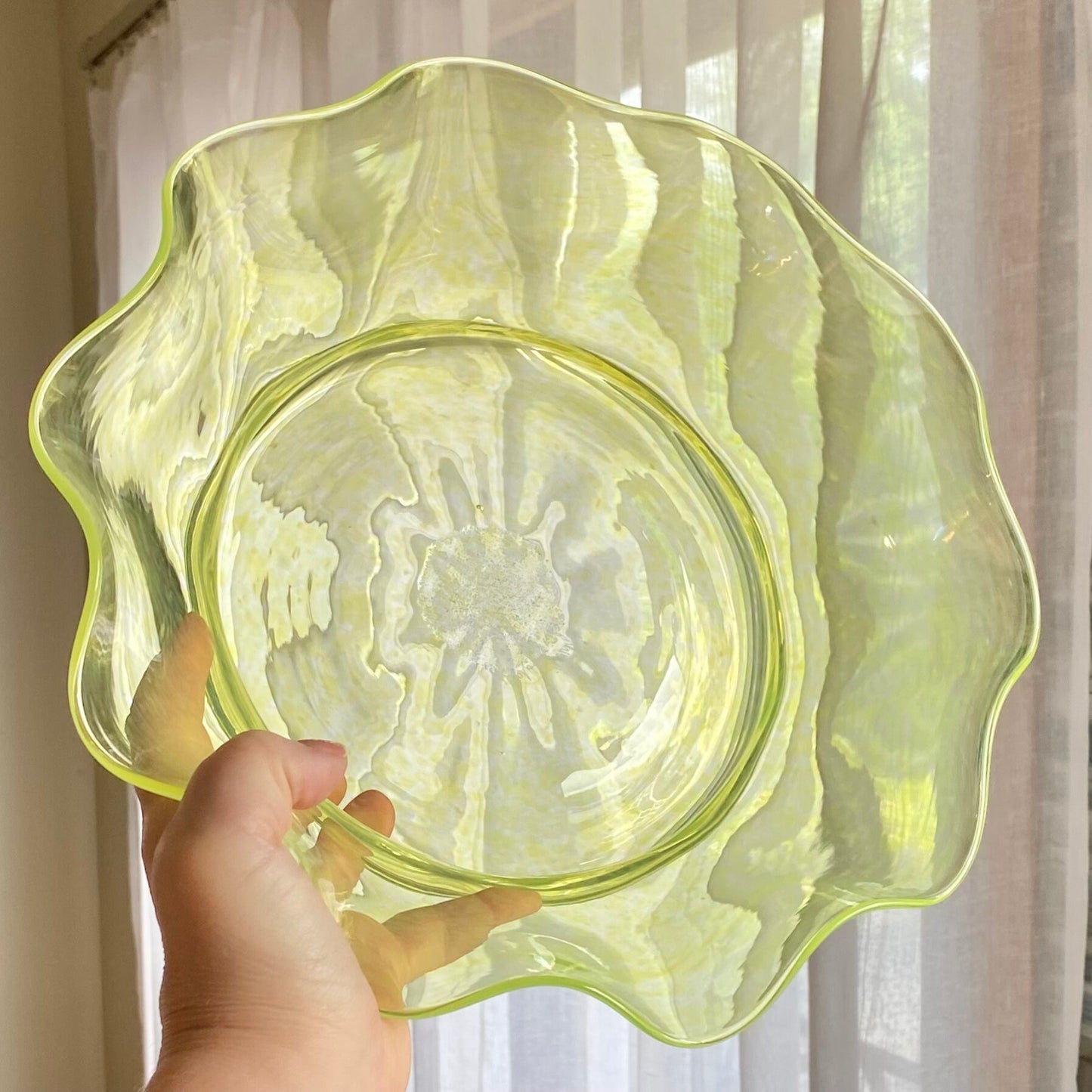 Vintage Wheaton Village Signed Hand Blown 11 inch Bowl - circa 1993