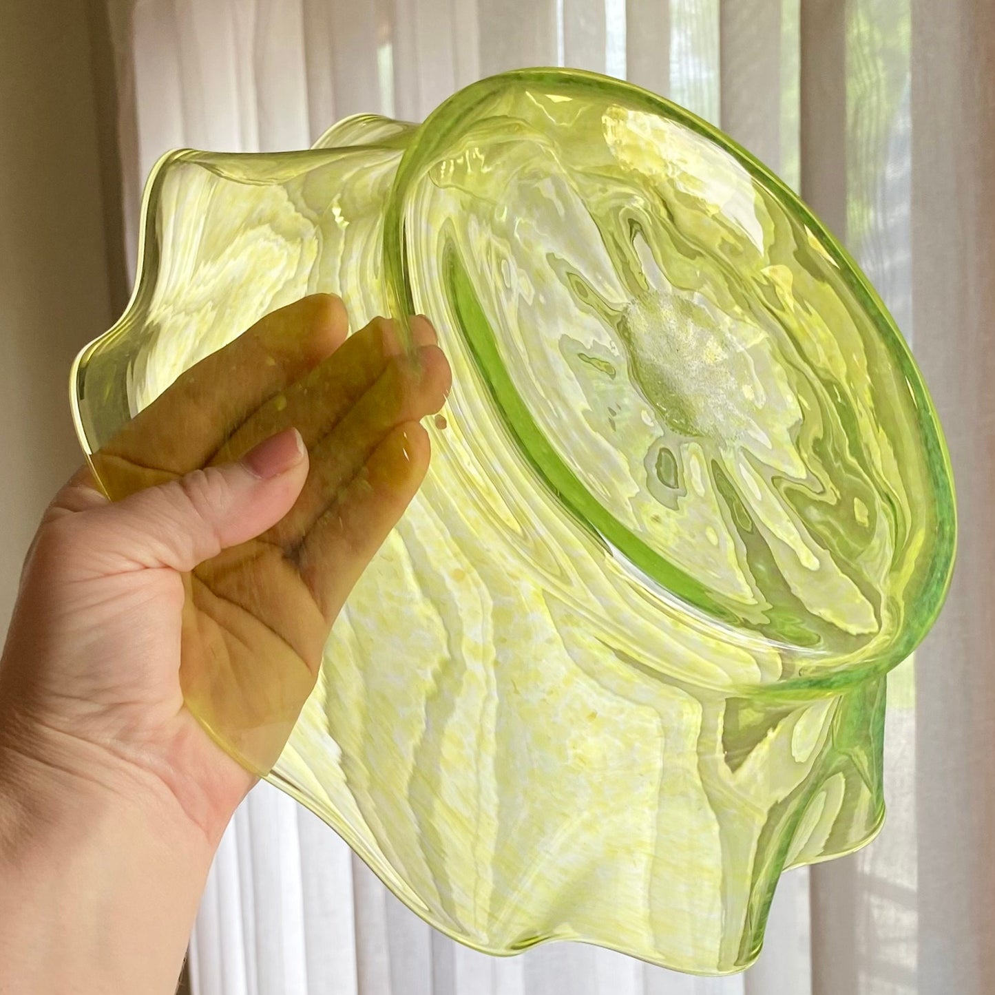 Vintage Wheaton Village Signed Hand Blown 11 inch Bowl - circa 1993