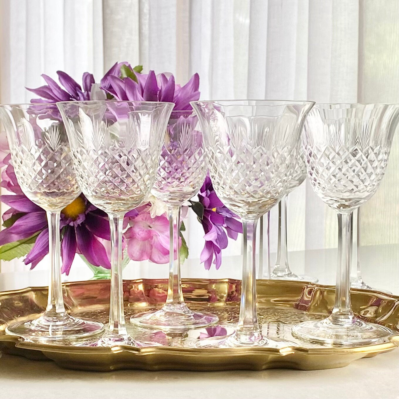 Vintage Criss Cut Glasses - Set of 8