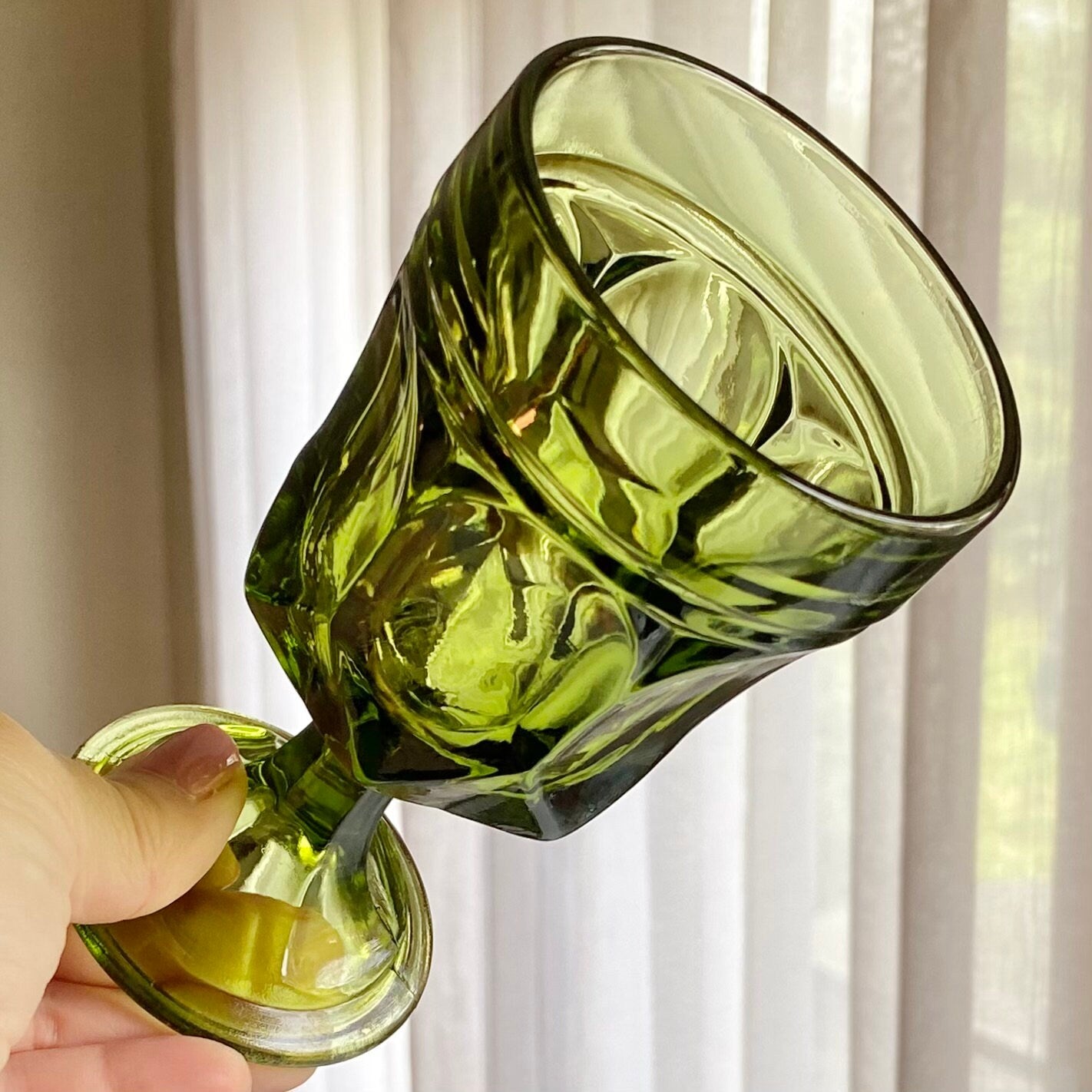 Vintage Anchor Hocking Green Fairfield Glasses - Set of 4