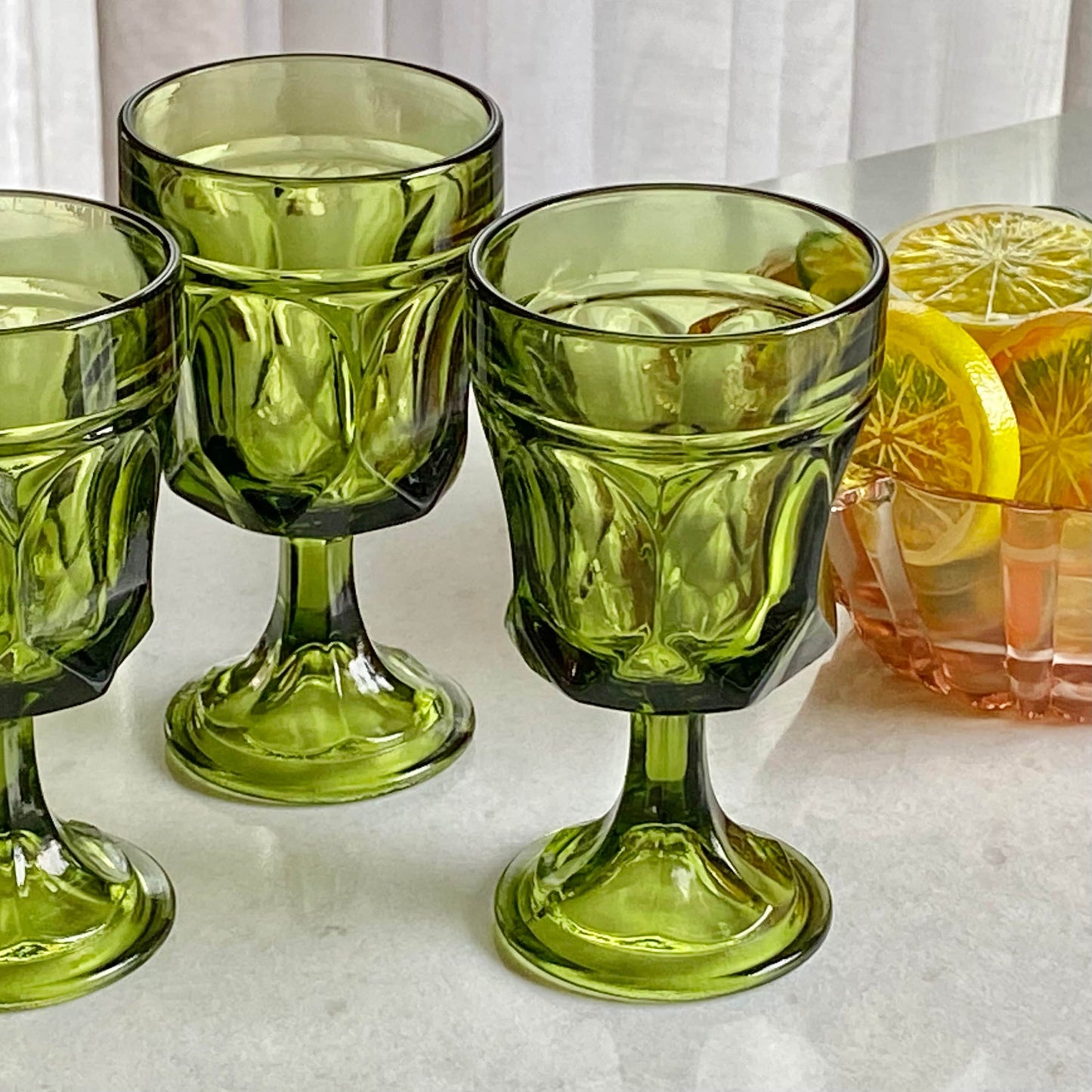Vintage Anchor Hocking Green Fairfield Glasses - Set of 4