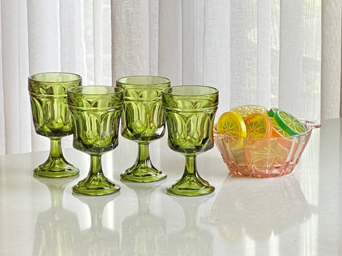 Vintage Anchor Hocking Green Fairfield Glasses - Set of 4