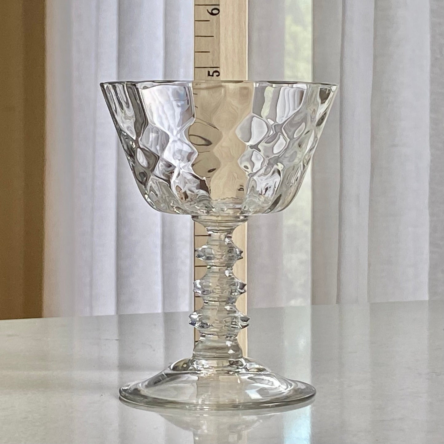 Vintage Cambridge Virginian Diamond Optic Disc Stem Glasses (circa 1938 - 1945) - Set of 10