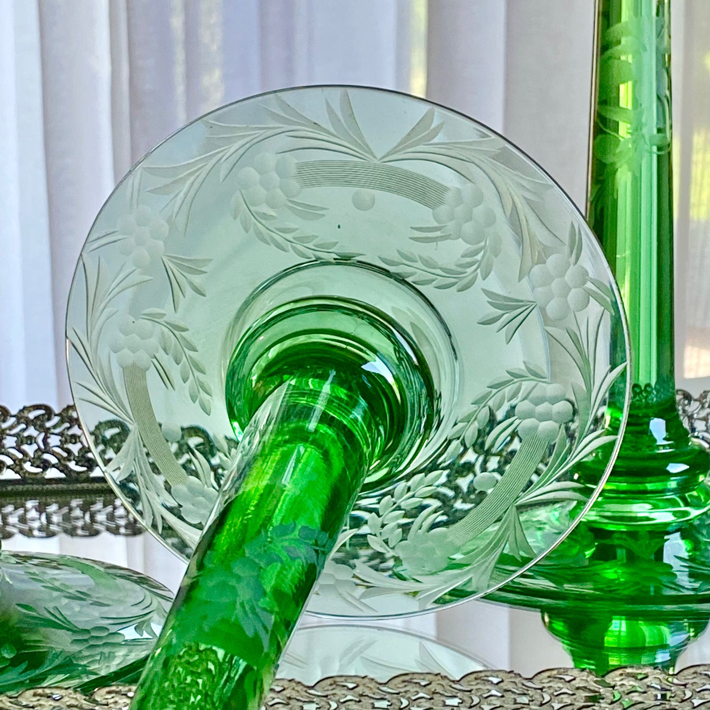 Vintage Fostoria Etched 11-3/4 inch Candle Holders - 1 remaining (the others have been sold)