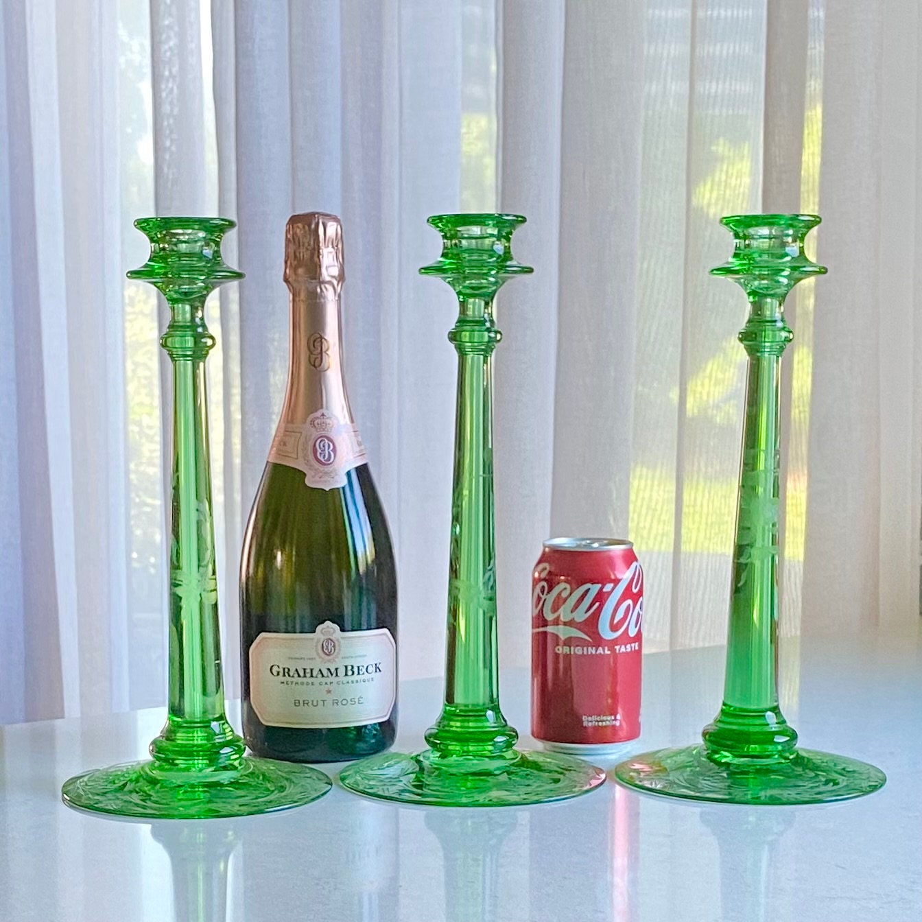 Vintage Fostoria Etched 11-3/4 inch Candle Holders - 1 remaining (the others have been sold)
