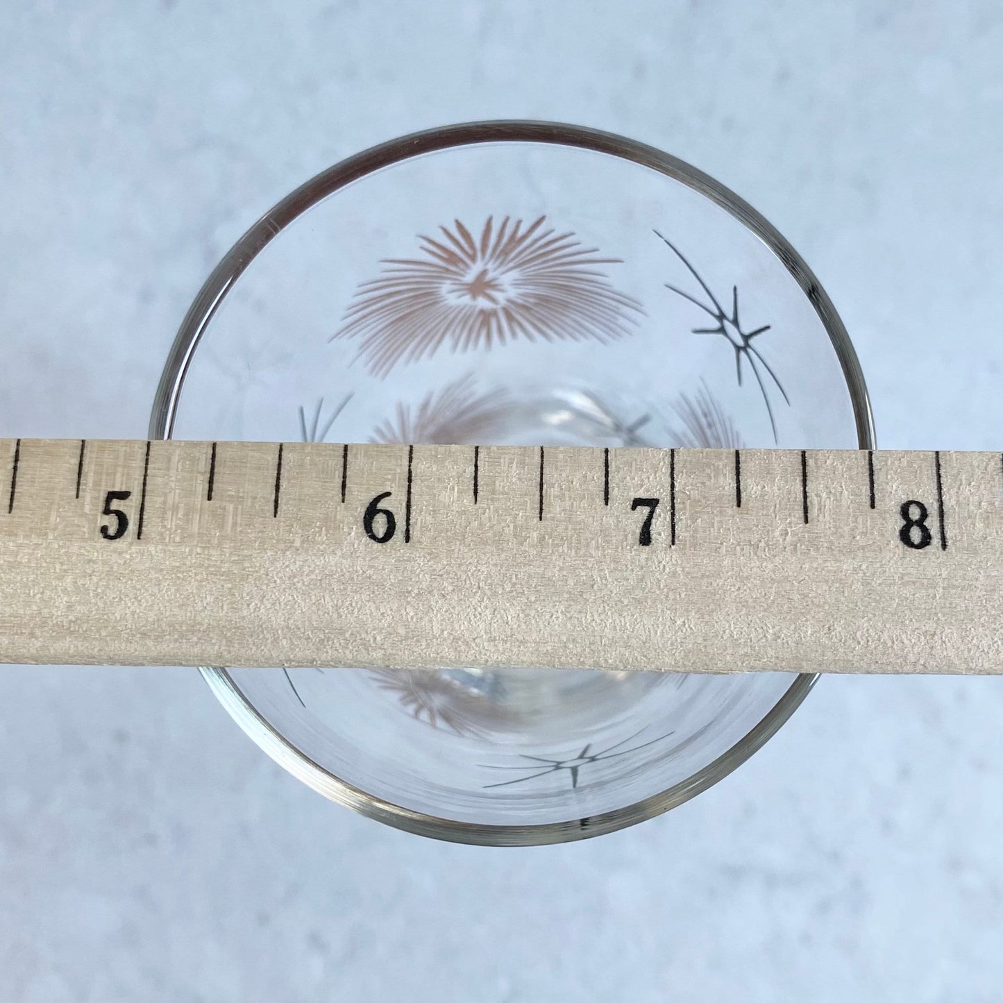 Vintage Retro Atomic Gold and Black Starburst Footed Glasses - Set of 2