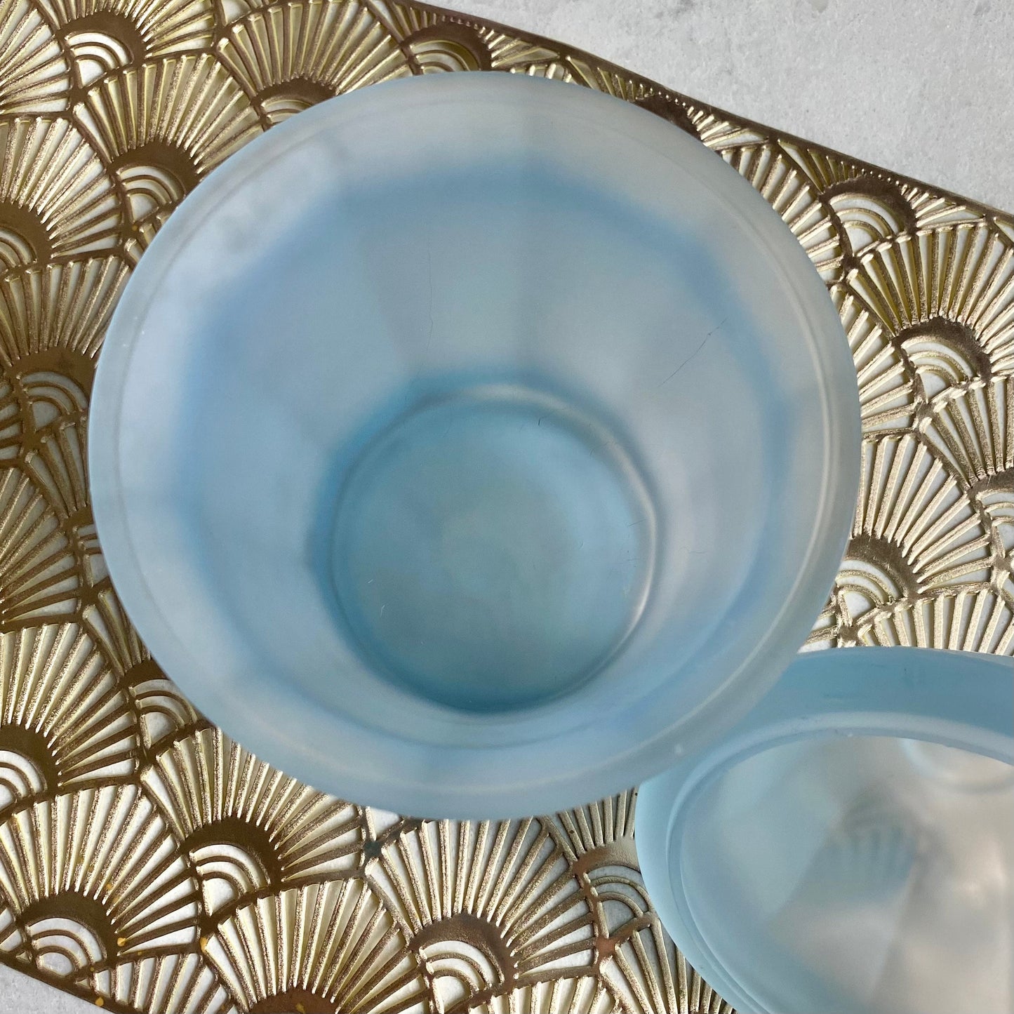 Vintage Indiana Glass Satin Frosted Blue 10 Inch Jar with Lid